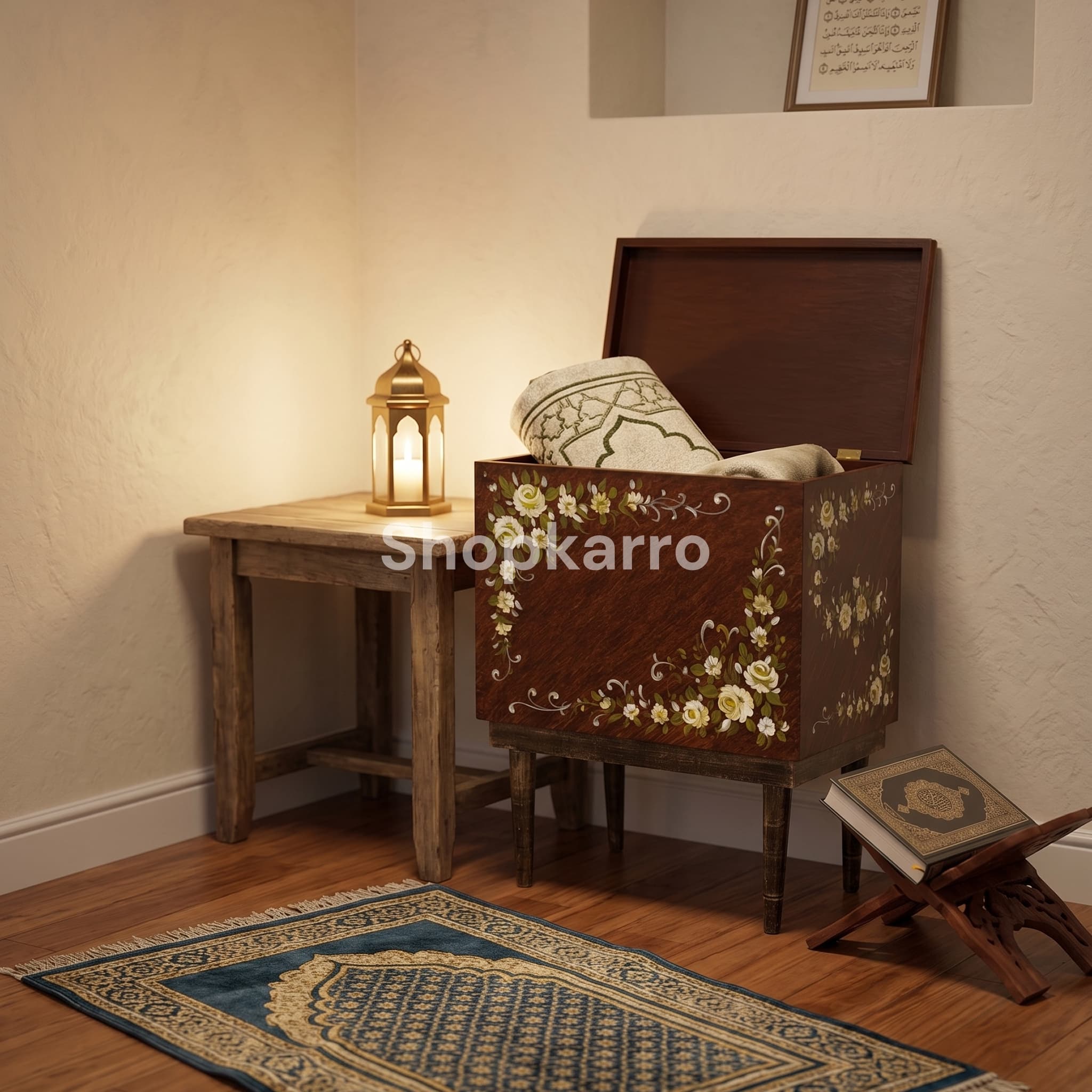 Onyx Bloom Quran Box (Walnut/Rose)