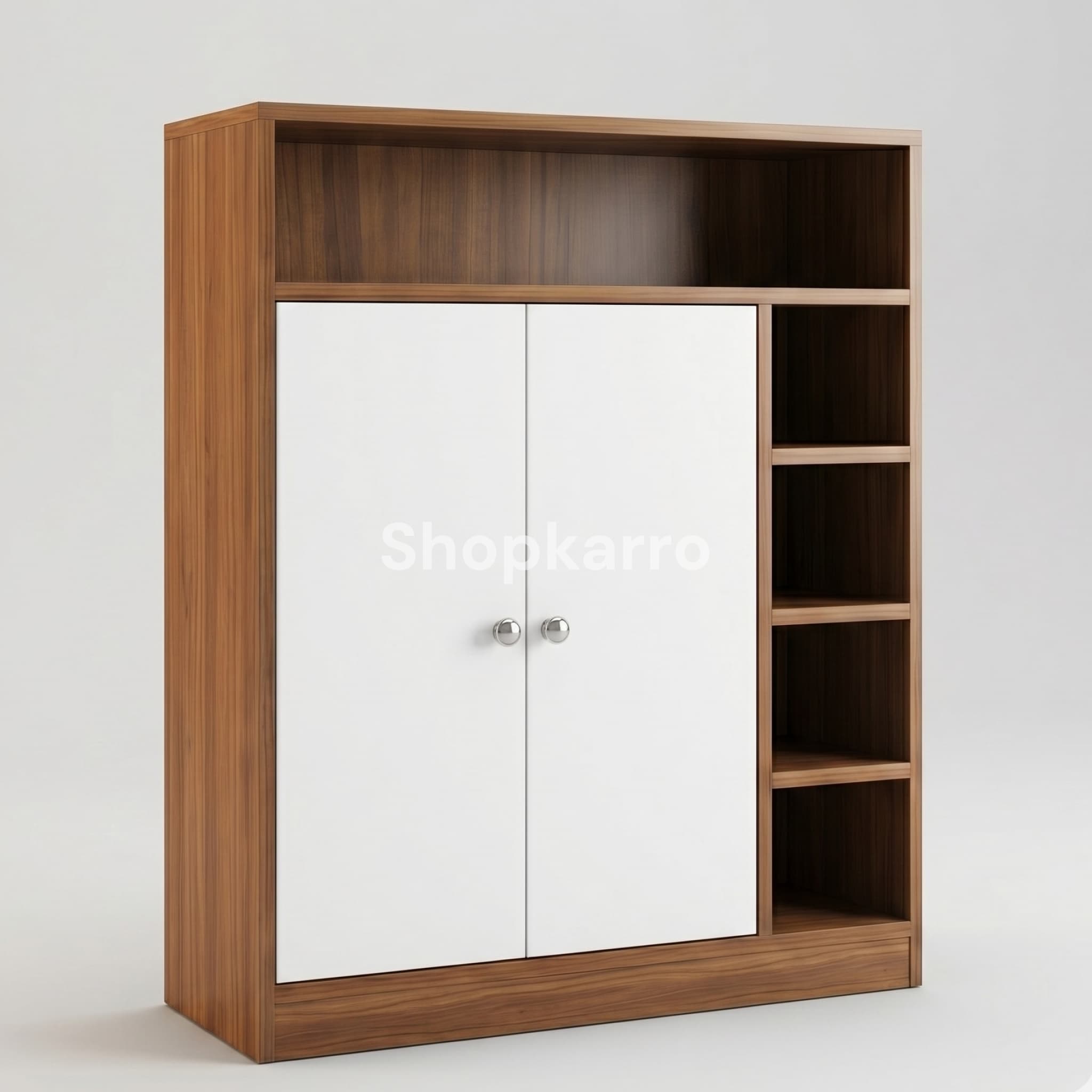 Rio Shoe Wardrobe placed in modern home entryway with gray walls and herringbone floor