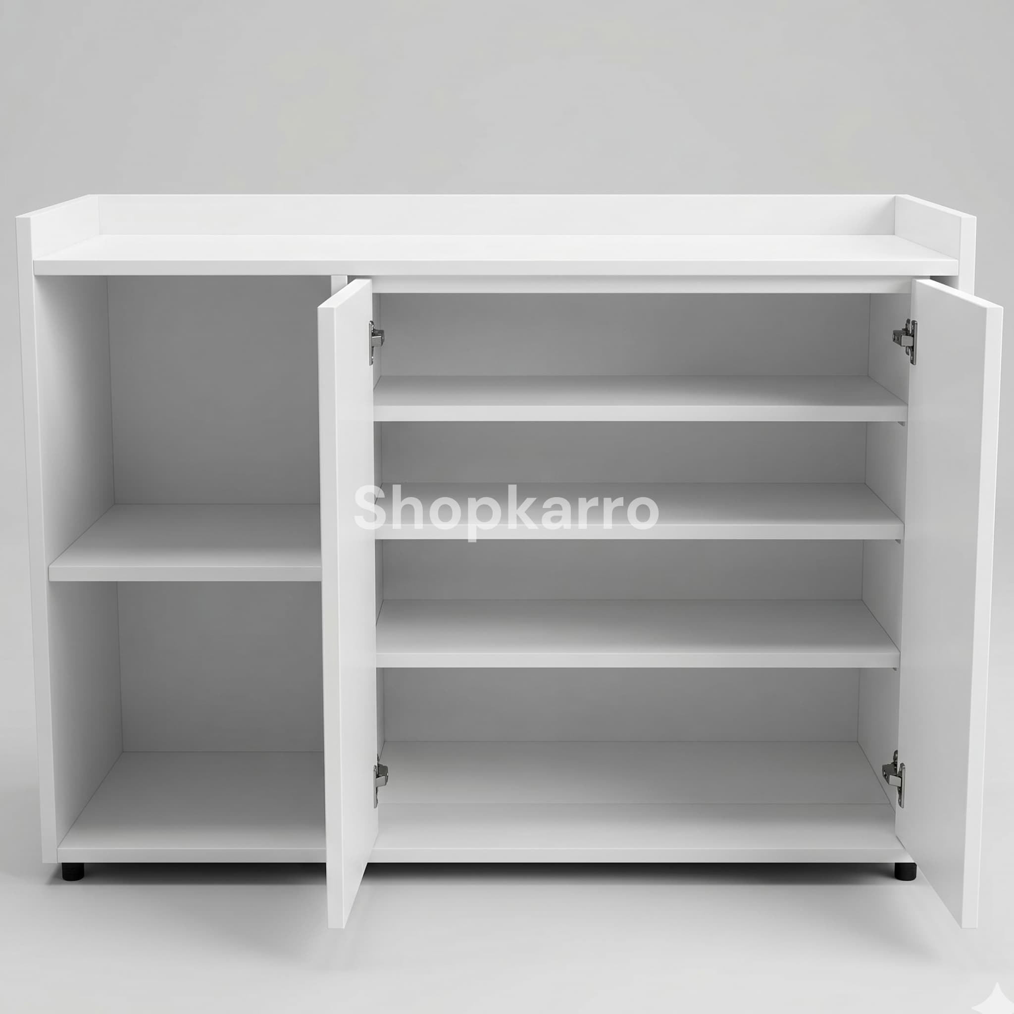 Lumina Shoe Organizer in luxury white home entryway with marble floor, palm plant and gold accent lighting