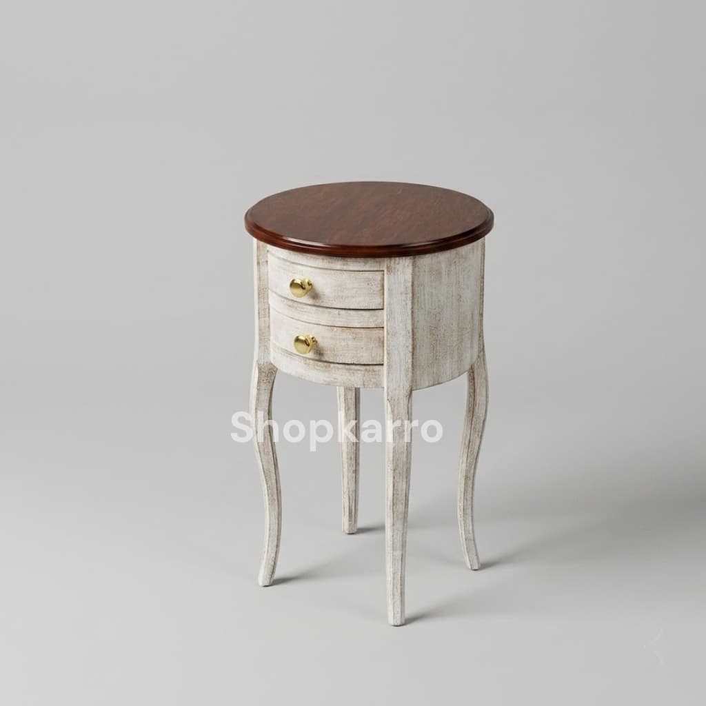 Bliss Antique Wooden Table angled view showing gold brushed texture and curved cabriole legs, Pakistan