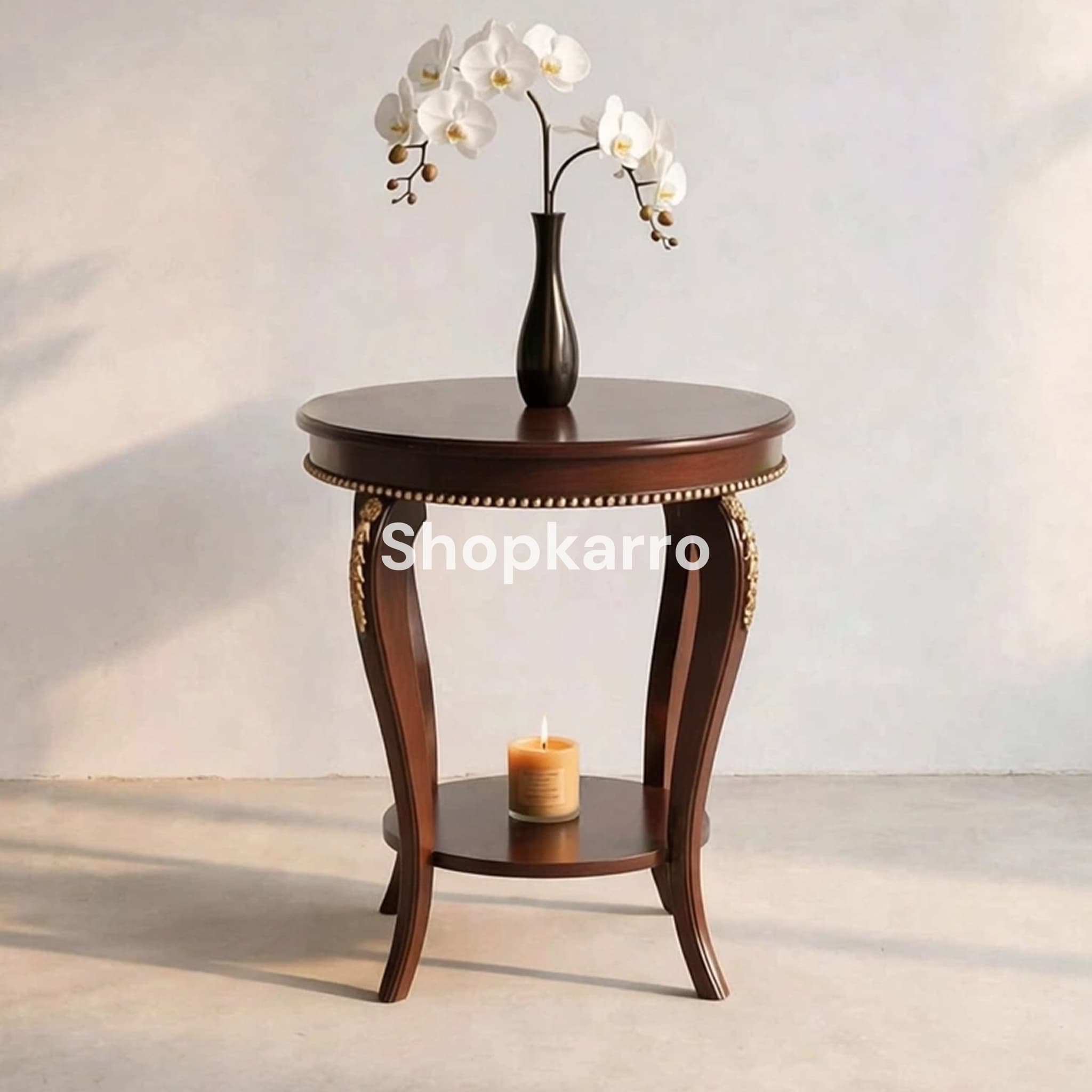 	Zion Vintage French End Table against clean white wall with minimal styling and soft shadow