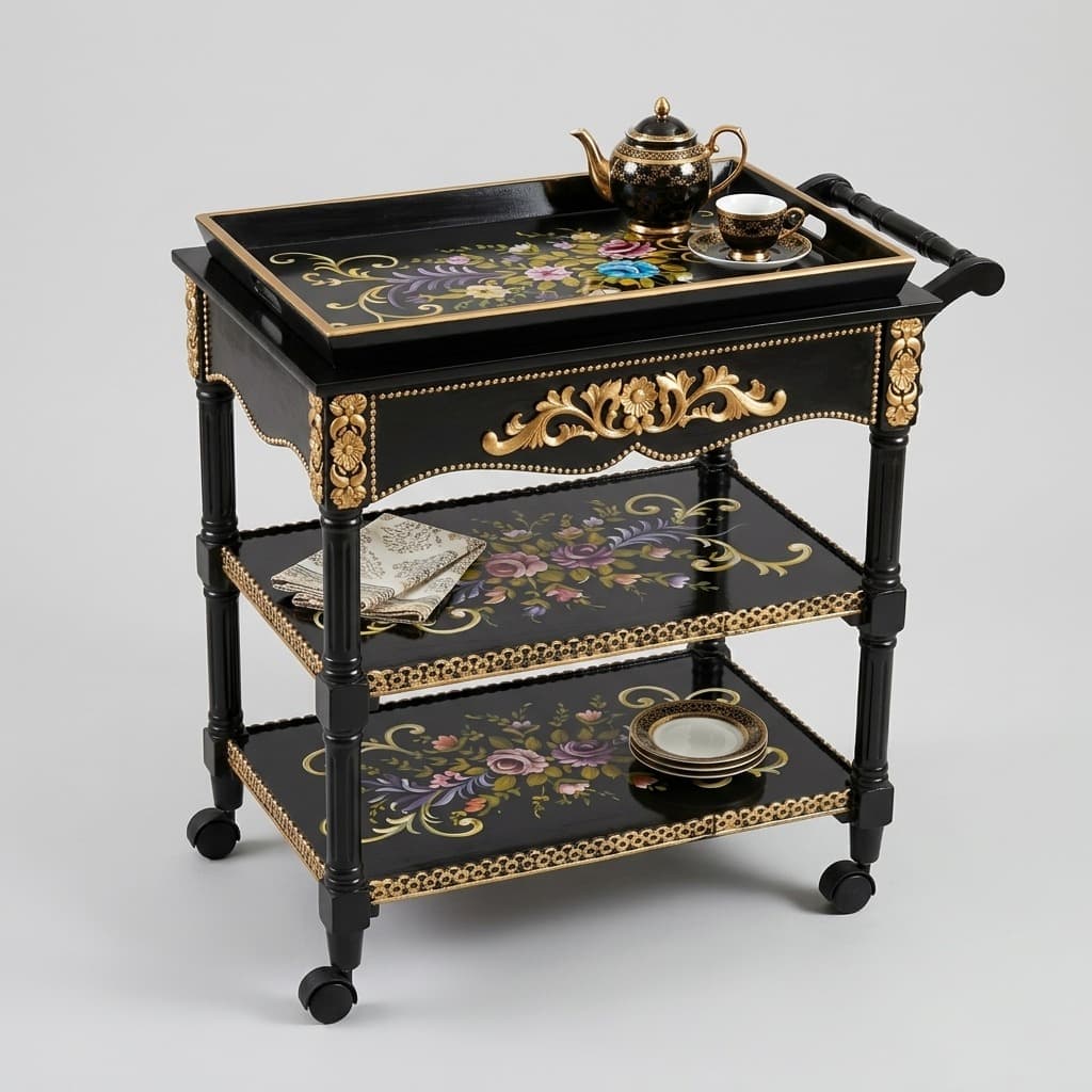 Midnight Blossom Tea Trolley