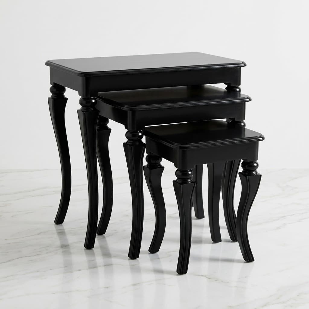 Urban Eclipse Nesting Tables nested together showing curved cabriole legs