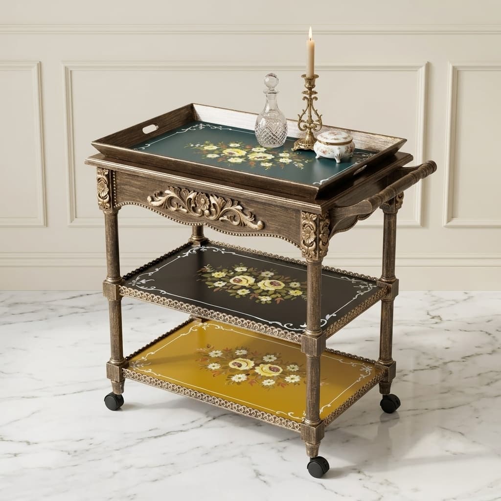 Verona Floral Serving Trolley