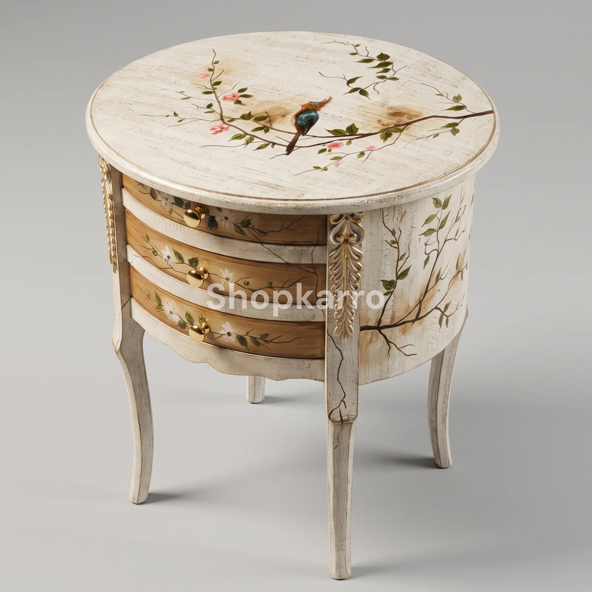 Nature Bliss Wooden Table against clean white wall with minimal styling and soft shadow