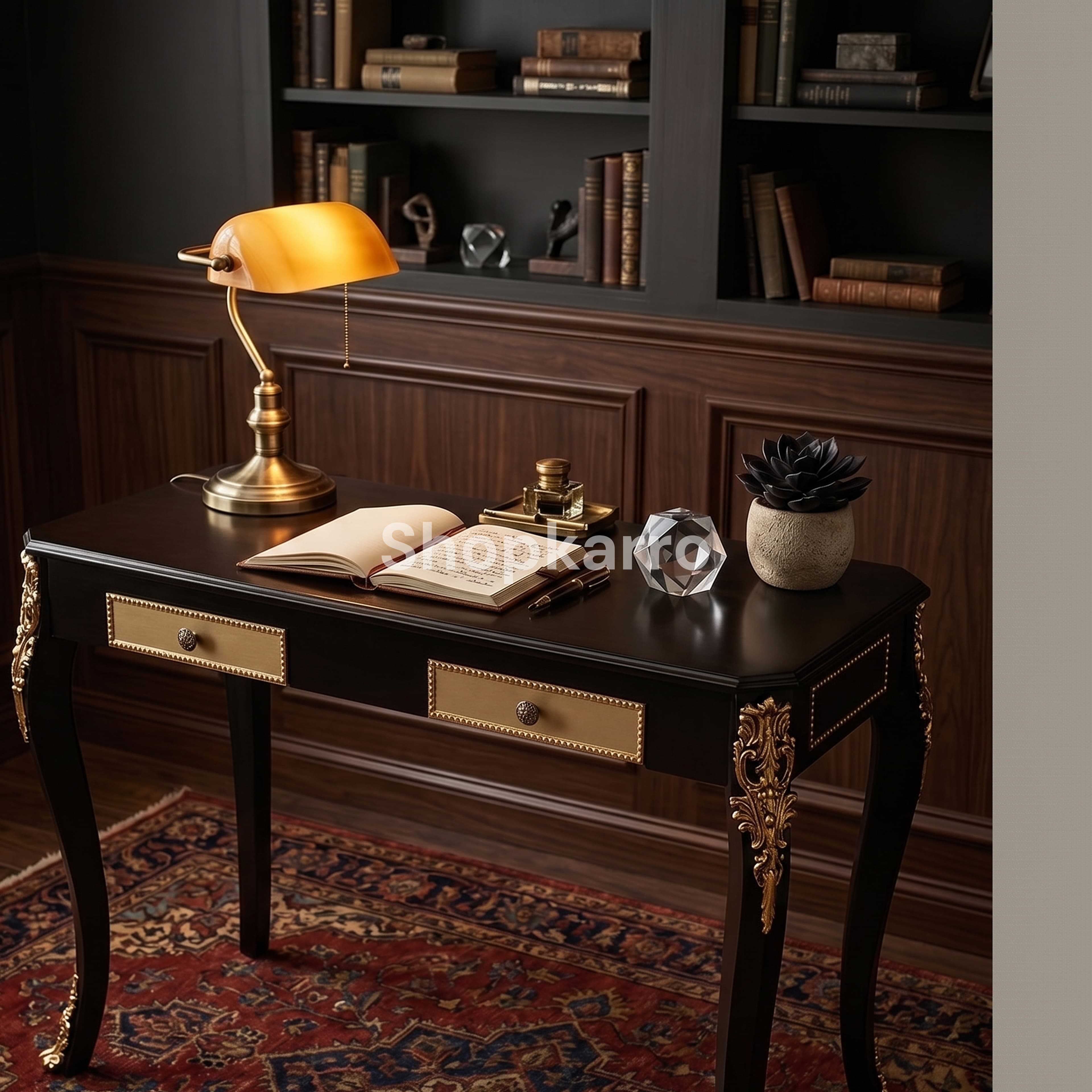 Emperor Noir Console front view gold baroque hardware drawers Pakistan