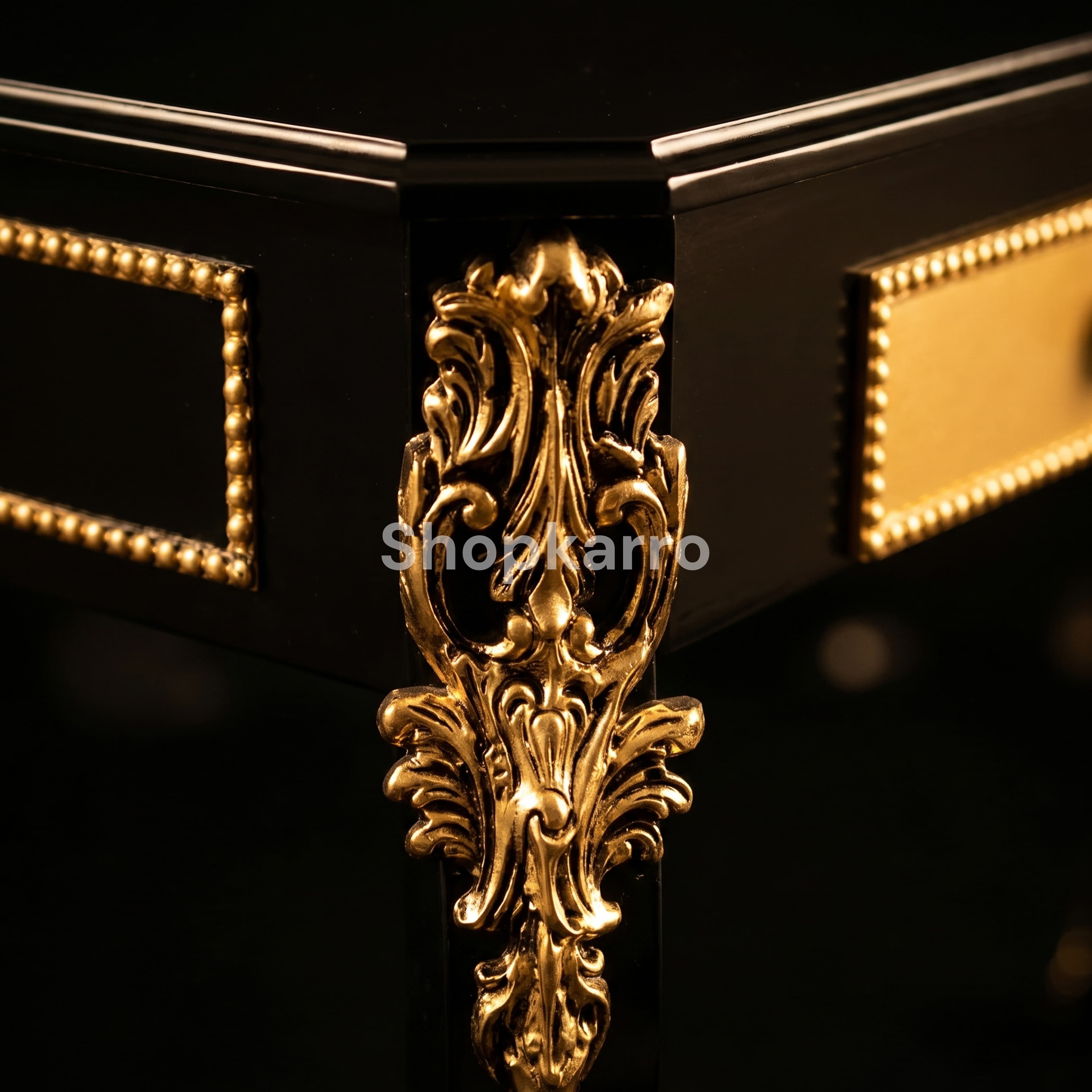 Black gold luxury console table entryway styling Pakistan